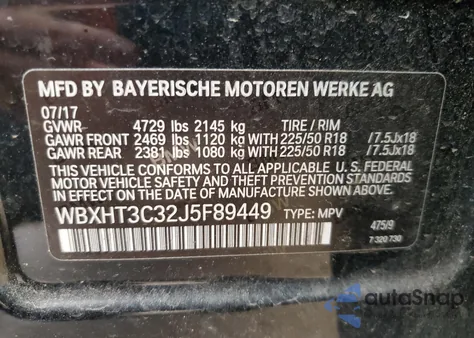 2018 BMW X1 xDrive28I из США, поврежденный, VIN WBXHT3C32J5F89449